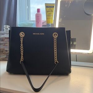 Michael Kors Black Tote with Gold Chain